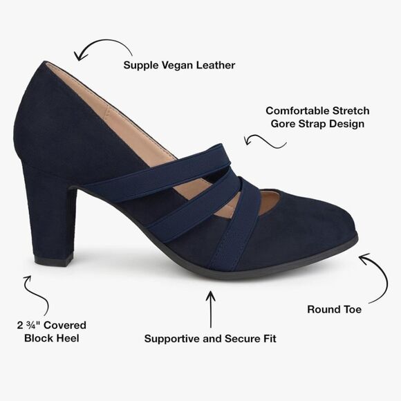 JOURNEE COLLECTIO FAUX SUEDE COMFORT SOLE ALMOND TOE TRIPLE ELASTIC STRAP SHOE - Picture 8 of 16